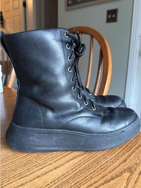 FITFLOP Black Lace-Up Platform Combat Boots